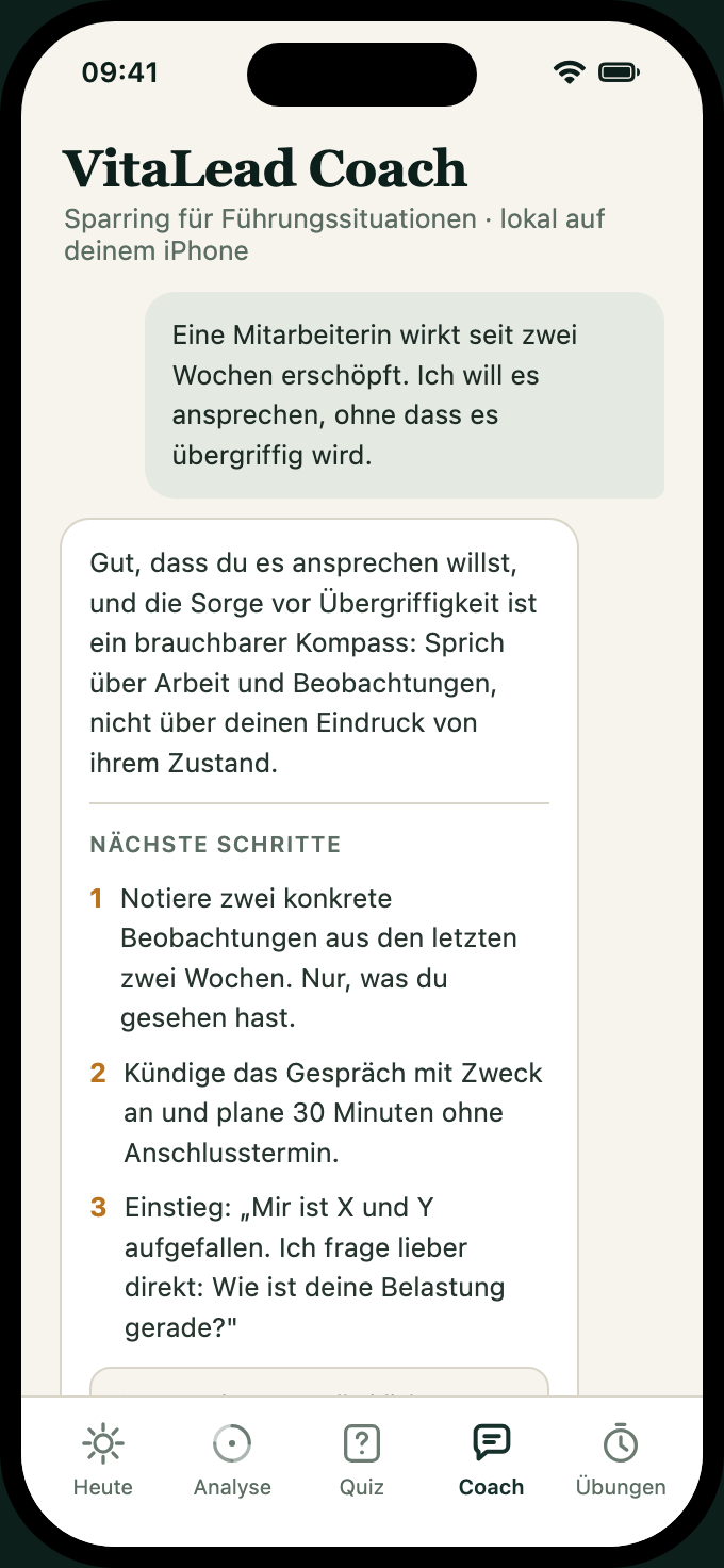 VitaLead App, Screen Coach
